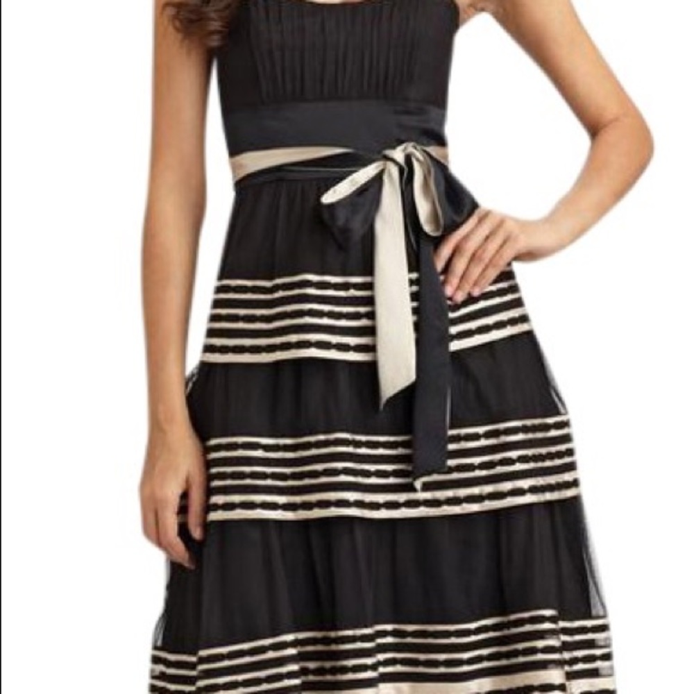 BCBG strapless Black & Cream Cocktail Dress